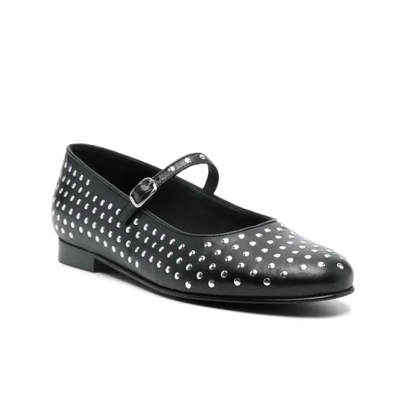 Alohas Lucien Black Leather Ballet Flats with silver studs! Size US 9/EUR 40-NEW - Picture 6 of 11